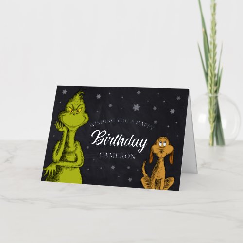 Grinch Chalkboard Birthday Foil Greeting Card