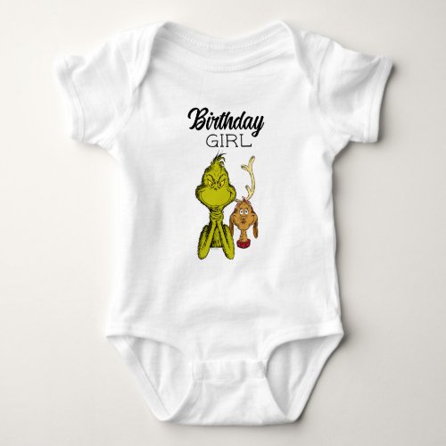 Grinch Chalkboard Birthday Girl Baby Bodysuit