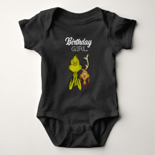 Grinch Chalkboard Birthday Girl Baby Bodysuit