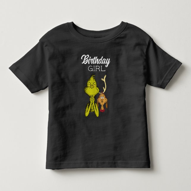 Grinch Chalkboard Birthday Girl Toddler T-shirt (Front)