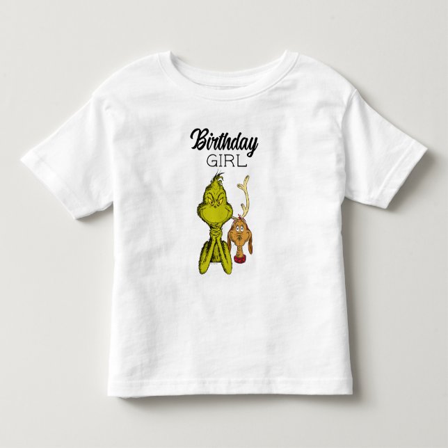 Grinch Chalkboard Birthday Girl Toddler T-shirt (Front)
