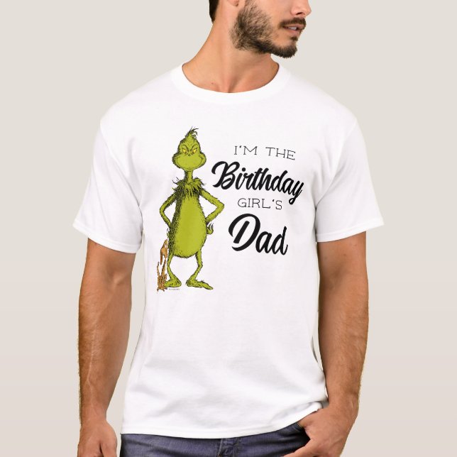 Grinch Chalkboard Birthday Girl's Dad T-Shirt (Front)