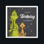 Grinch Chalkboard Birthday Napkins<br><div class="desc">Personalize this cute Dr. Seuss Grinch chalkboard napkin for your child's birthday.</div>