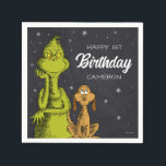 Grinch Chalkboard Birthday Napkins<br><div class="desc">Personalize this cute Dr. Seuss Grinch chalkboard napkin for your child's 1st birthday.</div>