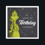 Grinch Chalkboard Birthday Napkins<br><div class="desc">Personalize this cute Dr. Seuss Grinch chalkboard napkin for your child's 1st birthday.</div>