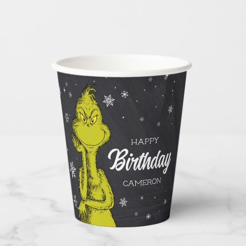 Grinch Chalkboard Birthday Paper Cups