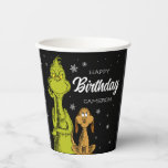 Grinch Chalkboard Birthday Paper Cups<br><div class="desc">Add these fun Dr. Seuss Grinch Winter cups to any birthday party table!</div>