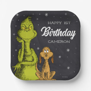 Grinch Chalkboard Birthday Paper Plates
