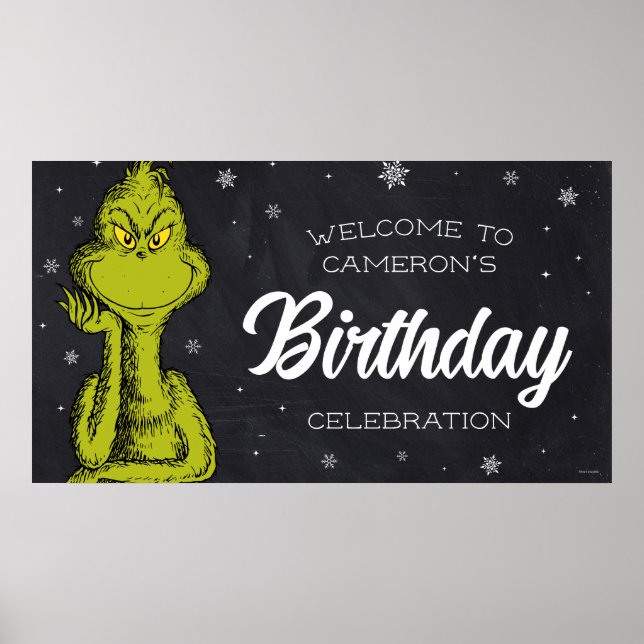 Grinch Chalkboard Birthday Poster (Front)