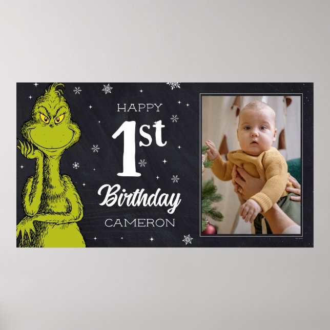 Grinch Chalkboard Birthday Poster (Front)