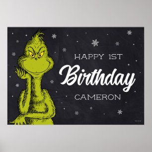 Grinch Chalkboard Birthday Poster