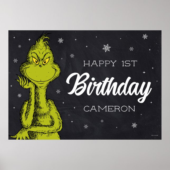 Grinch Chalkboard Birthday Poster (Front)