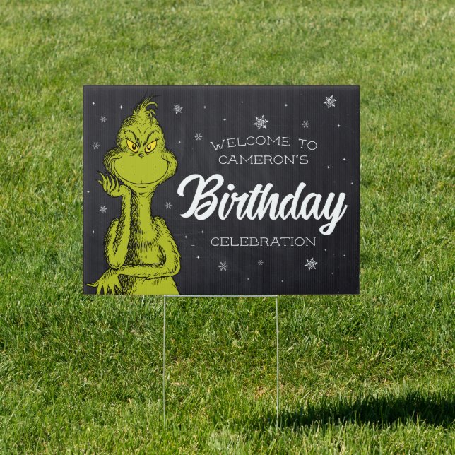 Grinch Chalkboard Birthday Sign (Insitu)