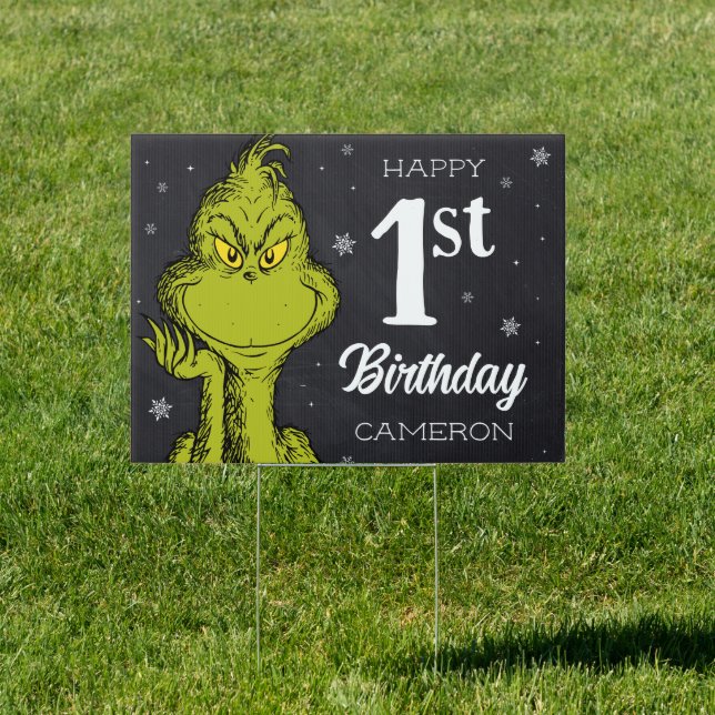 Grinch Chalkboard Birthday Sign (Insitu)