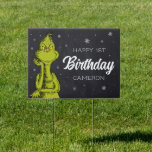 Grinch Chalkboard Birthday Sign<br><div class="desc">Check out this fun Dr. Seuss Grinch chalkboard birthday sign.</div>
