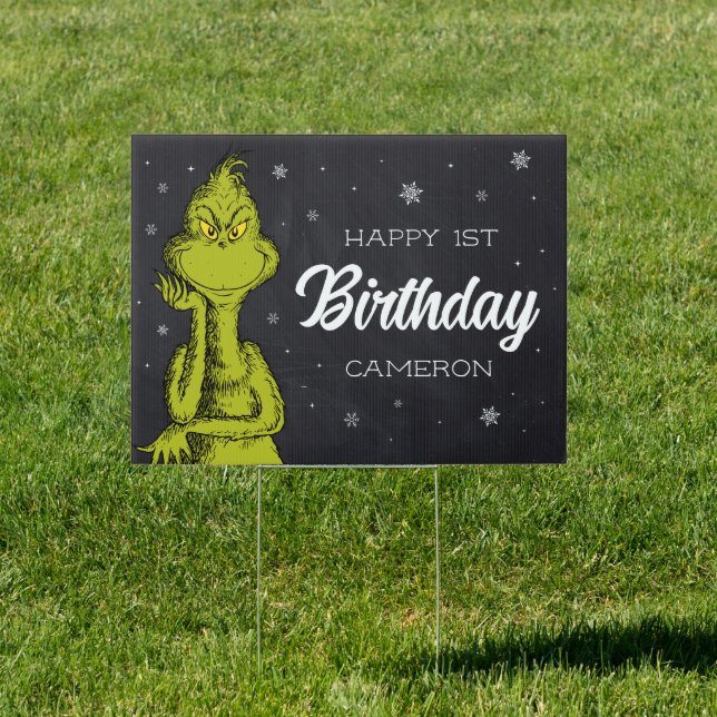 Grinch Chalkboard Birthday Sign (Insitu)
