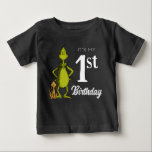 Grinch Chalkboard First Birthday Baby T-Shirt<br><div class="desc">Check out this fun Dr. Suess Grinch chalkboard first birthday shirt.</div>