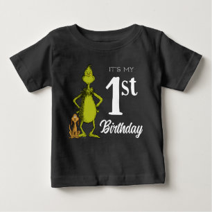 Grinch Chalkboard First Birthday Baby T-Shirt