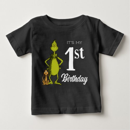 Grinch Chalkboard First Birthday Baby T_Shirt
