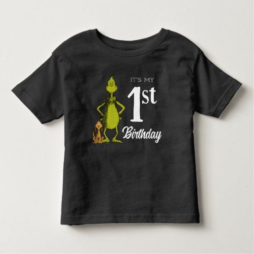 Grinch Chalkboard First Birthday Toddler T_shirt