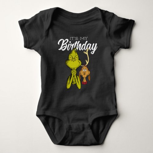 Grinch Chalkboard Its My Birthday Baby Bodysuit