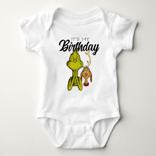 Grinch Chalkboard Its My Birthday Baby Bodysuit