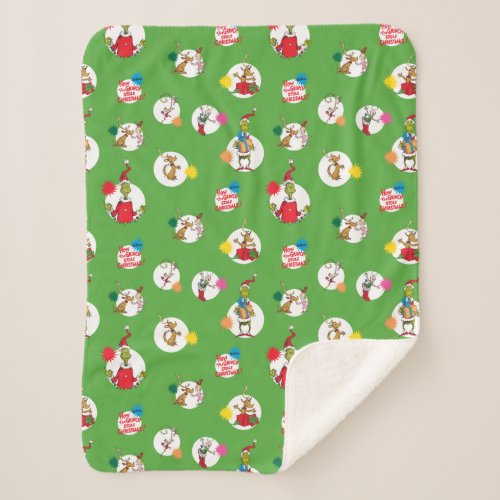 Grinch  Christmas Dot Pattern Sherpa Blanket