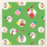 Grinch | Christmas Dot Pattern Square Paper Coaster