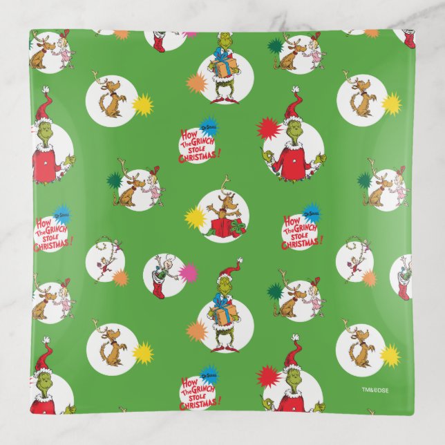 Grinch | Christmas Dot Pattern Trinket Tray (Front)