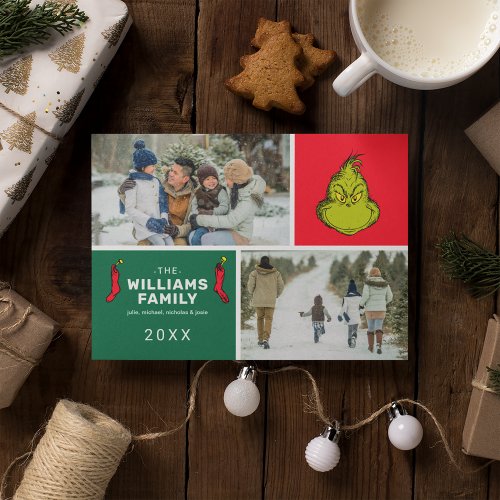 Grinch Christmas Family Photo Collage Holiday Card