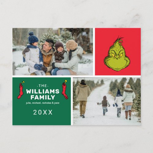 Grinch Christmas Family Photo Collage Holiday Postcard