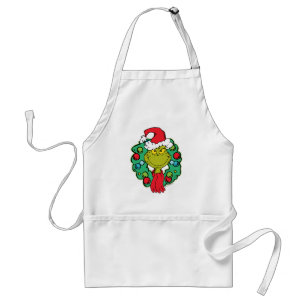 Grinch Christmas Holiday Wreath Adult Apron