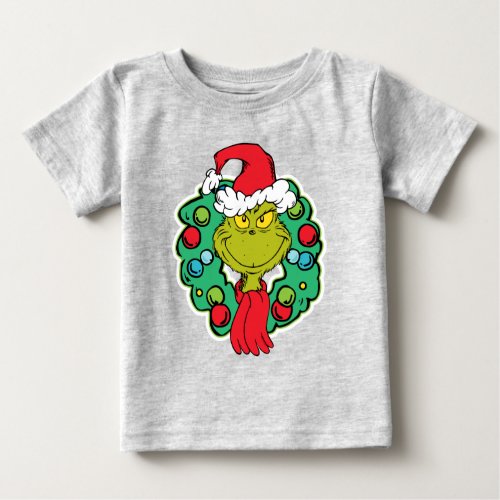 Grinch  Christmas Holiday Wreath Baby T_Shirt