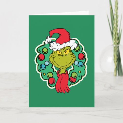 Grinch  Christmas Holiday Wreath Card