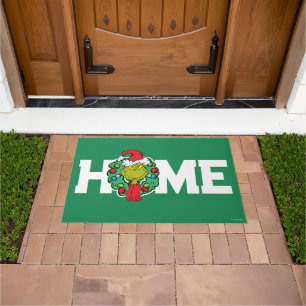 Grinch Christmas Holiday Wreath Doormat