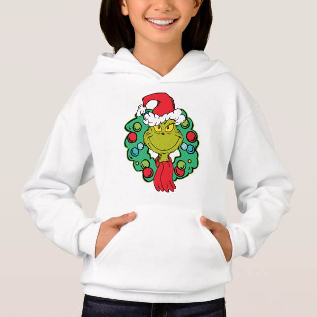 Grinch | Christmas Holiday Wreath Hoodie (Front)