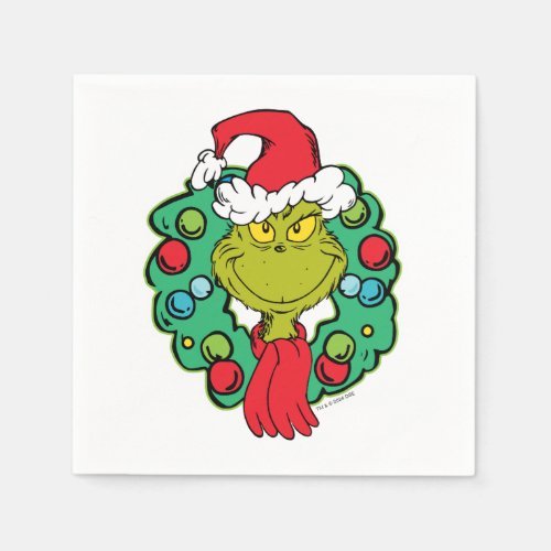 Grinch  Christmas Holiday Wreath Napkins