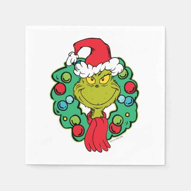 Grinch | Christmas Holiday Wreath Napkins (Front)
