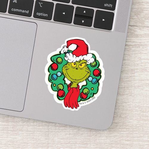 Grinch  Christmas Holiday Wreath Sticker