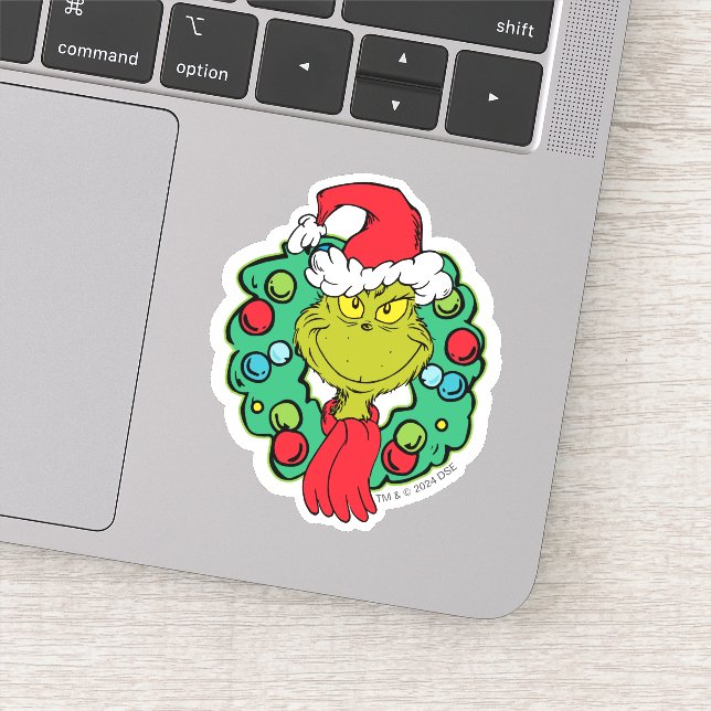Grinch | Christmas Holiday Wreath Sticker (Detail)