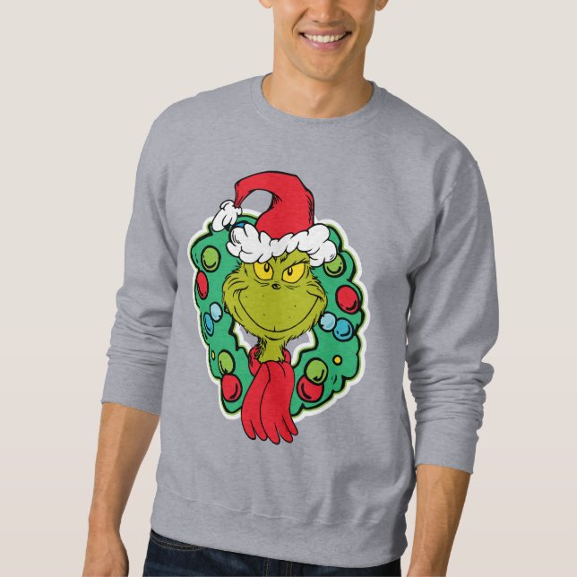 Grinch | Christmas Holiday Wreath Sweatshirt (Front)
