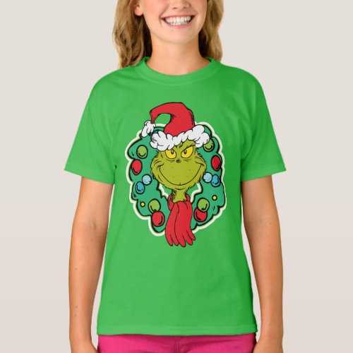 Grinch  Christmas Holiday Wreath T_Shirt