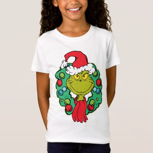 Grinch  Christmas Holiday Wreath T_Shirt