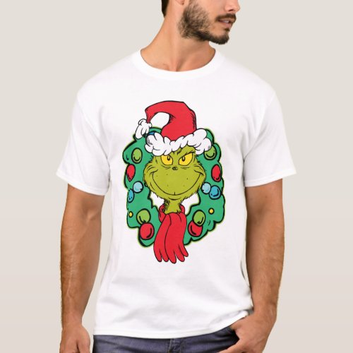 Grinch  Christmas Holiday Wreath T_Shirt