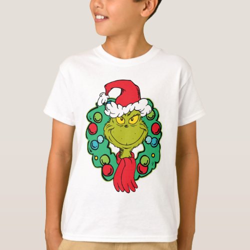 Grinch  Christmas Holiday Wreath T_Shirt