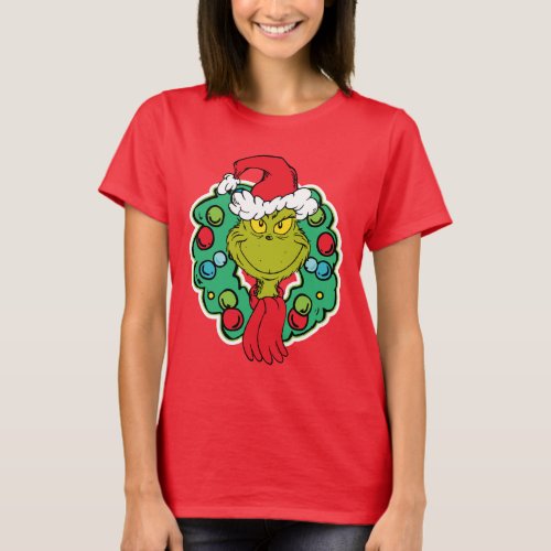 Grinch  Christmas Holiday Wreath T_Shirt