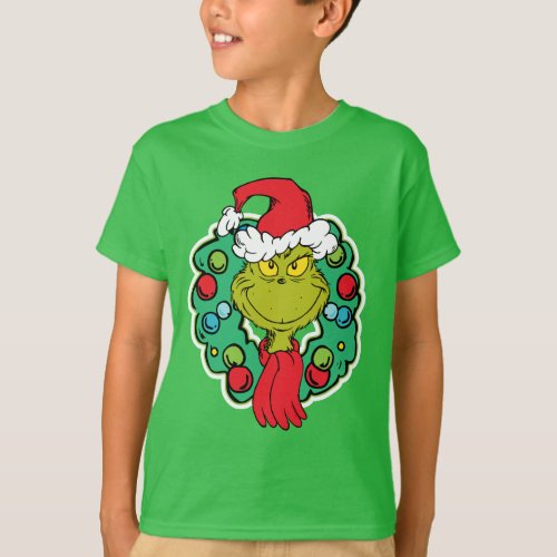 Grinch  Christmas Holiday Wreath T_Shirt