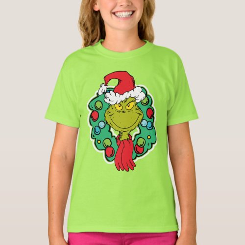 Grinch  Christmas Holiday Wreath T_Shirt