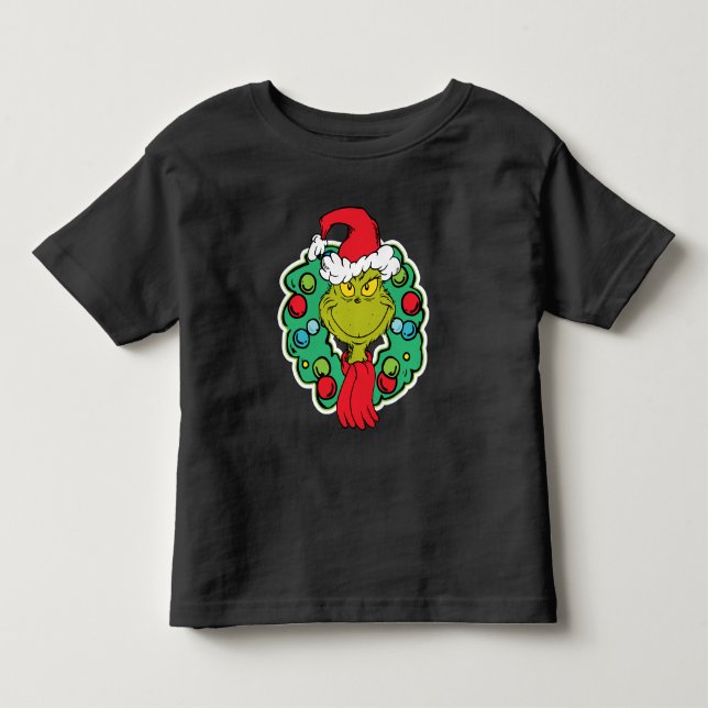 Grinch | Christmas Holiday Wreath Toddler T-shirt (Front)