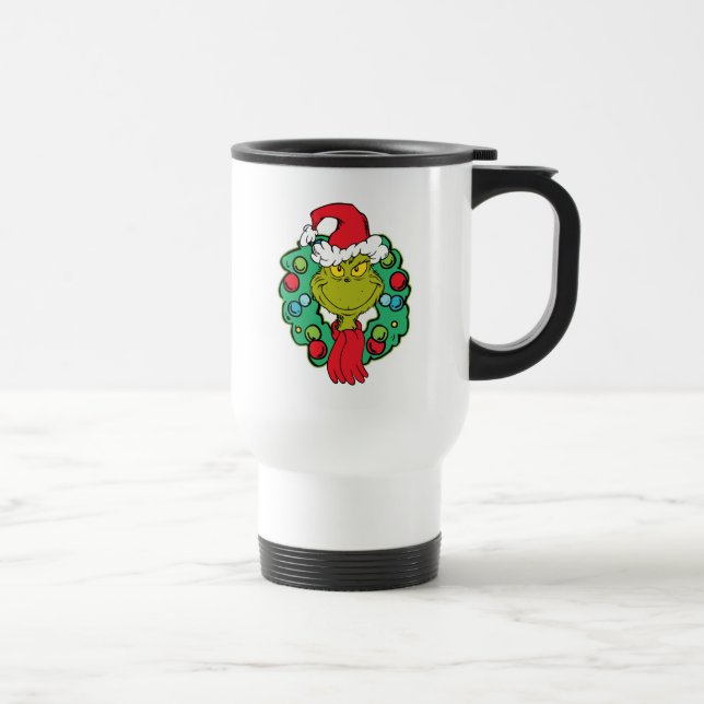 Grinch | Christmas Holiday Wreath Travel Mug (Right)